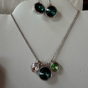 Touchstone Crystal Silver Necklace and Earrings, Go For It Set